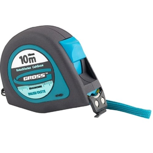 Рулетка 10 м x 25 мм Gross Ergonomisch, магнитный обрезиненный зацеп  картинка